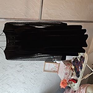 NWT Allegra K black velvet with polka dot mesh sleeve dress. Size M.